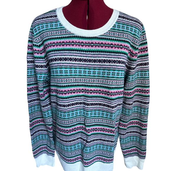 Talbots Women’s Size Large Lambs Wool Blend Fair Aisle Sweater - Picture 5 of 7